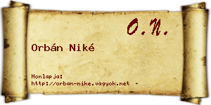 Orbán Niké névjegykártya